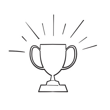 doodle Winner trophy cup icon. Sport competition silhouette symbol