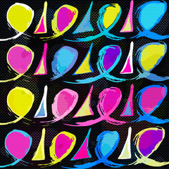 Graffiti abstract geometric pattern on a black background