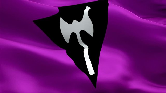 Labrys Lesbian Pride Flag video waving in wind. new Lesbian Labrys Flag background. Rainbow Pride LGBT Flag Looping Closeup 1080p Full HD 1920X1080 footage. Rainbow colors LGBT Labrys rights Pride fla