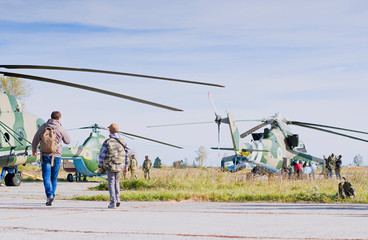 Fototapeta na wymiar base of helicopters