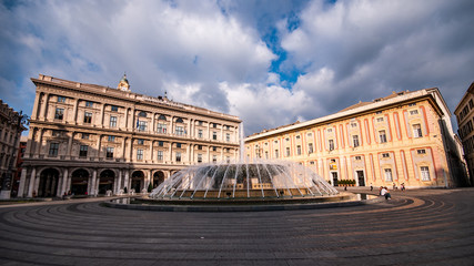 Fototapeta na wymiar Piazza de Ferrari in Genoa 