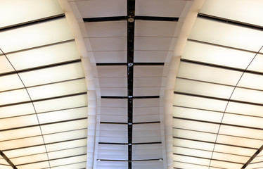 silver color Steel panel roof of building detail