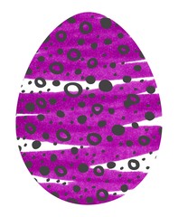 Purple spotted Easter egg. Isolated on a white background. Marker illustration. Decoration template