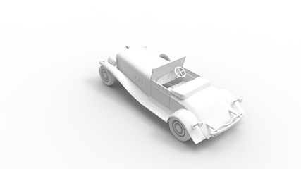 3d rendering of a vintage roadster car isolated in white background