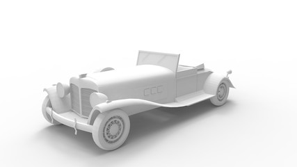 3d rendering of a vintage roadster car isolated in white background