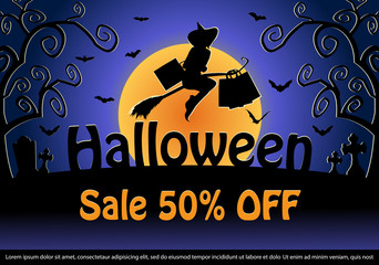 Halloween Sale Web Banner template.Halloween Sale poster. vector illustration