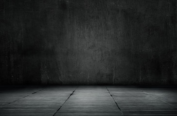 Dark room with light background.