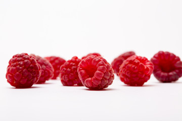 raspberries isolated on white background