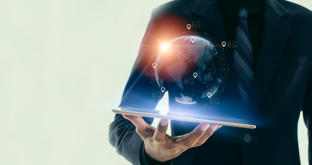 6G wireless high-speed Internet telecommunications fast, Technology communication concept realistic in the modern world.