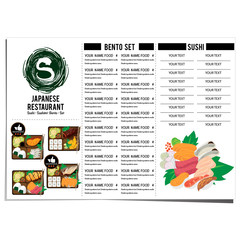 Obraz premium bento sushi set japanese food restaurant menu template design graphic