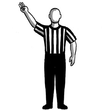 Basketball Referee 3-point field goal successful Hand Signal Retro Black and White