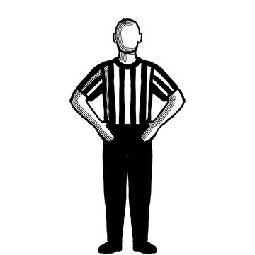 Basketball Referee Blocking Hand Signal Retro Black and White