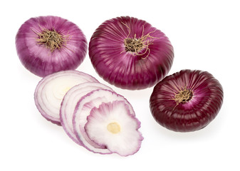 red onion bulb isolated on white background cutout