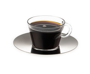 Coffee Americano in a glass small cup on a white background