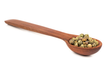 Green pepper peas in spoon