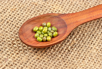 Mung beans in spoon