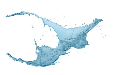 Blue water splash isolated on white background	