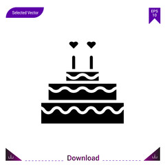 wedding-cake  icon vector . Best modern, simple, isolated, romance , logo, flat icon for website design or mobile applications, UI / UX design vector format