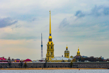 St Petersburg, Russia Sunday strollers on the Peter and Paul Fortress island in downtown.