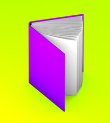 object 3d illustration - high resolution purple book that is half opened, university concept isolated on lime background