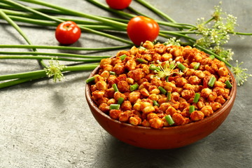 Spicy roasted organic chickpeas curry