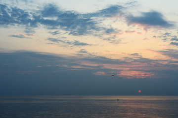 Beautiful seascape in the early morning near the coast of Sicily, Italy