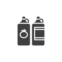 Ketchup and mustard bottle vector icon. filled flat sign for mobile concept and web design. Tomato sauce and mayonnaise glyph icon. Symbol, logo illustration. Vector graphics