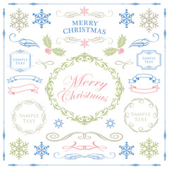 クリスマスフレーム　雪の結晶　デザインテンプレート　デコレーション　