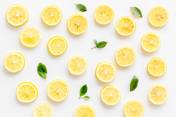 Lemon patternon white background top view
