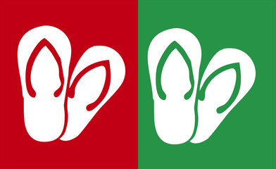 Set of Realistic Colorful Flip Flops Beach Slippers. Vector Illustration