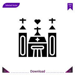 church  icon vector . Best modern, simple, isolated, romance , logo, flat icon for website design or mobile applications, UI / UX design vector format