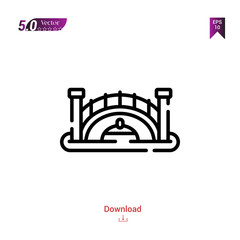 Outline Black bridge icon. bridge icon vector isolated on white background. city-park icons . Graphic design, mobile application, logo, user interface. EPS 10 format vector