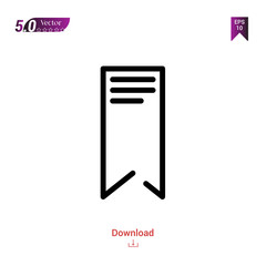 Outline Black bookmark icon. bookmark icon vector isolated on white background. web-navigation-line-craft. Graphic design, mobile application, logo, user interface. EPS 10 format vector