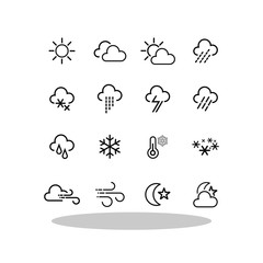 Modern weather icon set in flat style. Weather forecast symbols for your web site design, logo, app, UI Vector EPS 10.