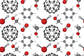 Models molecule background. Seamless pattern. 3D rendering illustration.