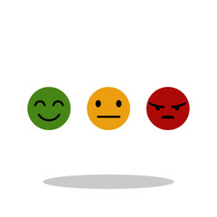 3 different emotions icon in flat style. Emotions symbol for your web site design, logo, app, UI Vector EPS 10.