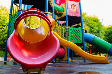 Playground tube slide close up