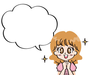 おねだり上手な女子のアイコンと吹き出し