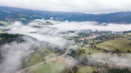 aerial view of aramaio valley at basque country
