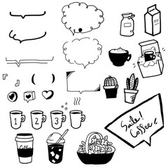 cafe,手書き,コーヒー,1　2　3,吹き出し,ポイント,牛乳,カプチーノ