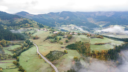 aerial view of aramaio valley at basque country