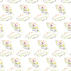 Abstract decorative seamless pattern of autumn leaves beautiful leaf fall rainbow colors