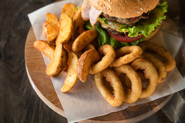 burger and fries