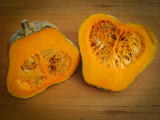 squash cutting board with a kinfe