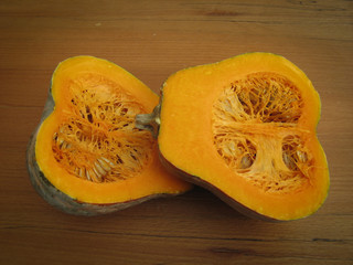 squash cutting board with a kinfe