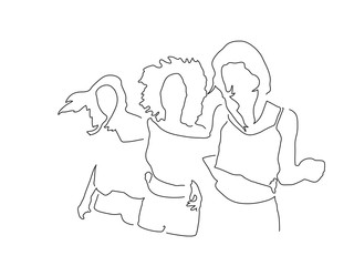 Friends line drawing, vector illustration design. Friends collection.