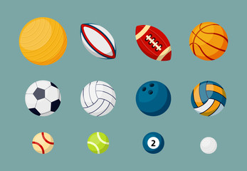 Various sports balls flat vector illustrations set © alex_cardo