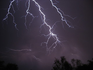 Lightning fills the night sky in Vryheid, South Africa.
