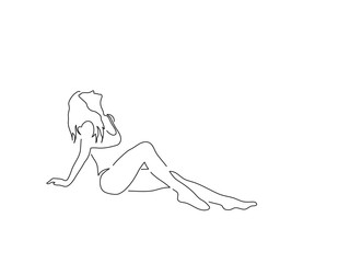 People on holidays line drawing, vector illustration design. Friends collection.