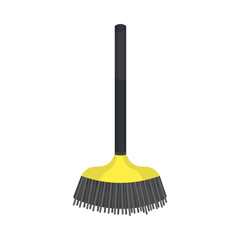 Garden broom on a long handle. Vector illustration on a white background.